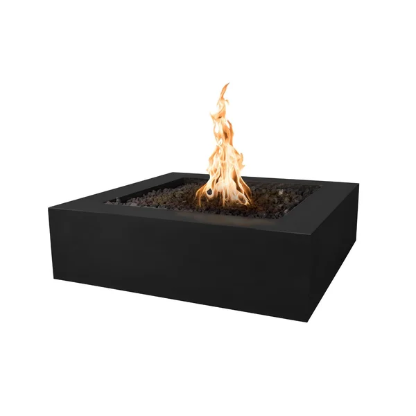 Quad 42 Inch Square GFRC Natural Gas Fire Pit w/ Glow Plug in Black by The Outdoor Plus