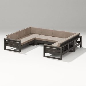 Latitude 6 Person Sectional Sofa in Vintage Coffee/Spiced Burlap By PW Designer Series