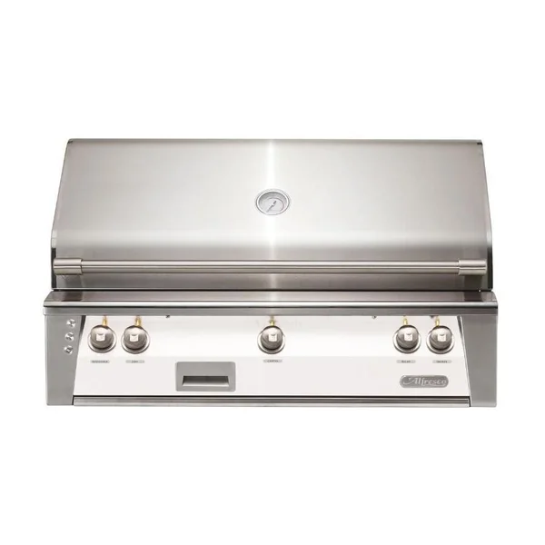 Alfresco ALXE 42-Inch Built-In Natural Gas Grill With Sear Zone And Rotisserie in Signal White Matte - ALXE-42SZ-NG-SM9003