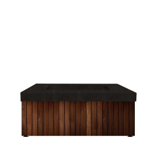 Canyon Bay 42 Inch Square GFRC Propane Fire Pit Table in Ebony by Lakeview Outdoor Designs