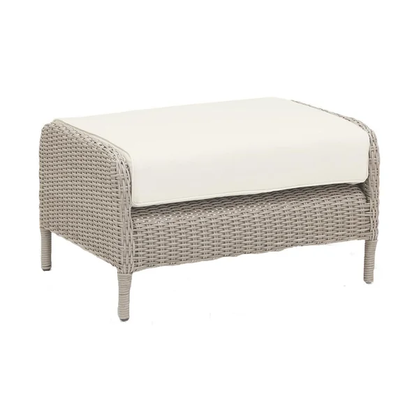 Manhattan Wicker Ottoman in Dove Gray/Linen Canvas by Sunset West