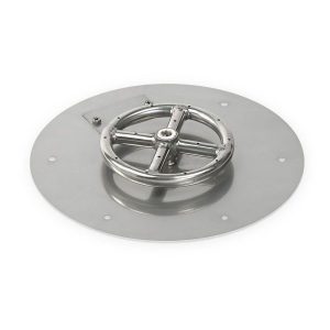 BBQGuys Signature 12-Inch Round Stainless Steel Flat Pan W/ 6-Inch Natural Gas Fire Ring - SS-RFP-12-ASBL