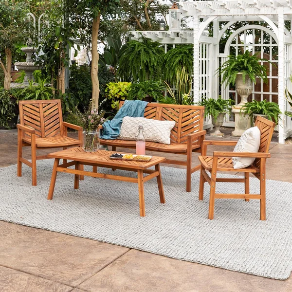 Wishlake 4 Pc Acacia Seating Set in Brown by Ultimate Patio