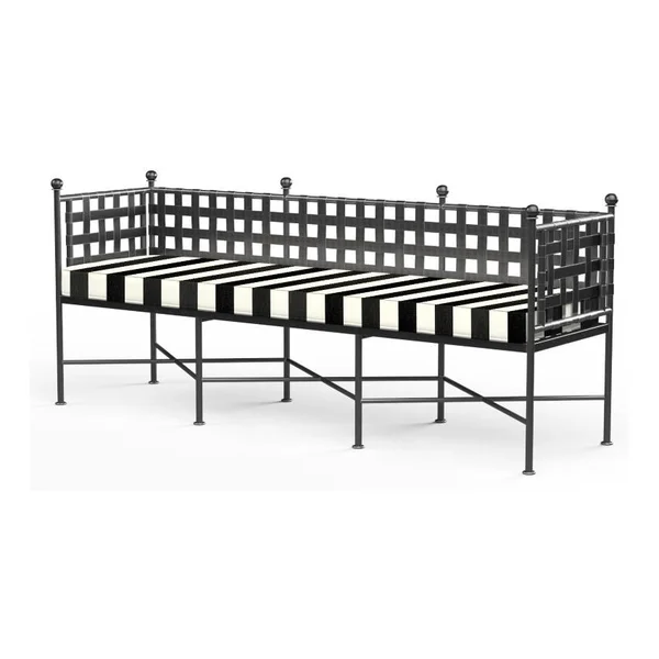 Provence 72 Inch Wrought Iron Bench in Pewter/Cabana Classic by Sunset West