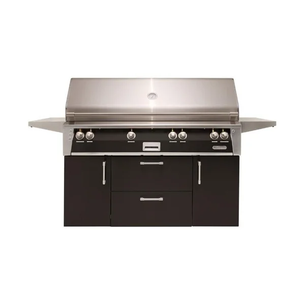 Alfresco ALXE 56-Inch Freestanding Natural Gas All Grill With Sear Zone And Rotisserie in Jet Black Matte - ALXE-56BFGC-NG-SM9005