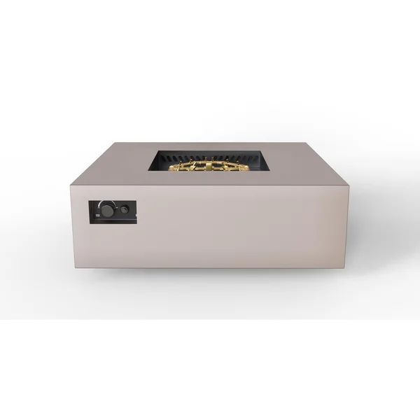 AON 48 Inch Square Powder Coated Steel Propane Fire Pit Table in Sand Pebble by Warming Trends