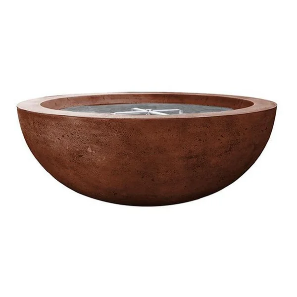 Valley Bay 4 48 Inch Round GFRC Natural Gas Fire Bowl in Cafe by Lakeview Outdoor Designs