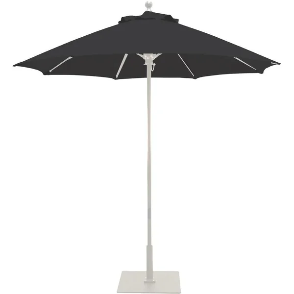 Galtech 7.5 Ft. Octagonal Aluminum Patio Market Umbrella W/ Push Lift - White Frame W/ Sunbrella Canvas Black Canopy