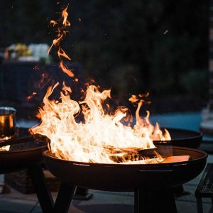 29 Inch Round Powder Coated Steel Wood-Burning Fire Pit in Black by Barebones Living