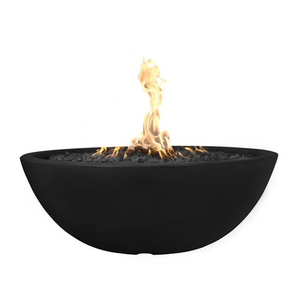 Sedona 48 Inch Round GFRC Natural Gas Fire Pit w/ Glow Plug in Black by The Outdoor Plus