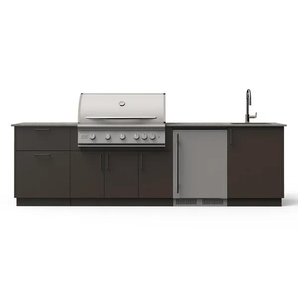 Blaze Golden Hour 10-Ft Outdoor Kitchen Island w/ 40-Inch LTE+ Natural Gas Grill, Fridge, Sink in Architectural Bronze w/ Keon Countertop