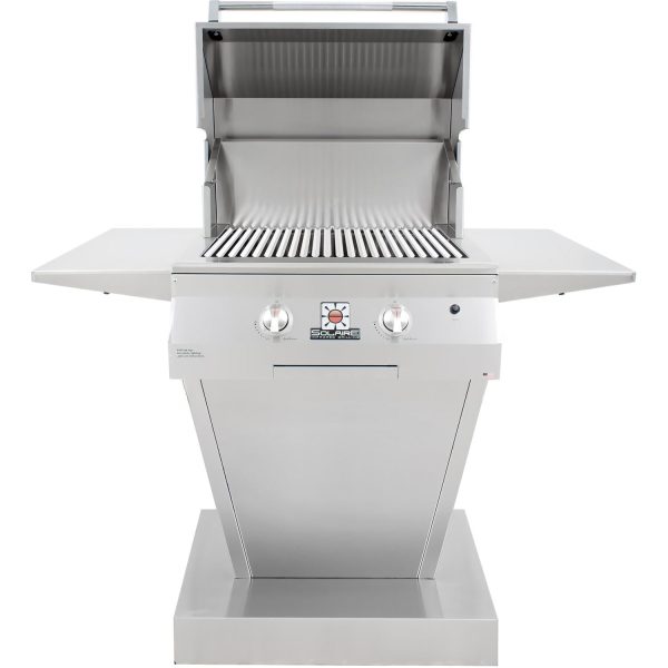 Solaire 27 Inch Deluxe InfraVection Natural Gas Grill On Angular Pedestal Base - SOL-IRBQ-27GVIXL-PED-NG