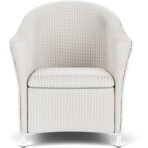 Reflections Wicker Dining Arm Chair in White By Lloyd Flanders