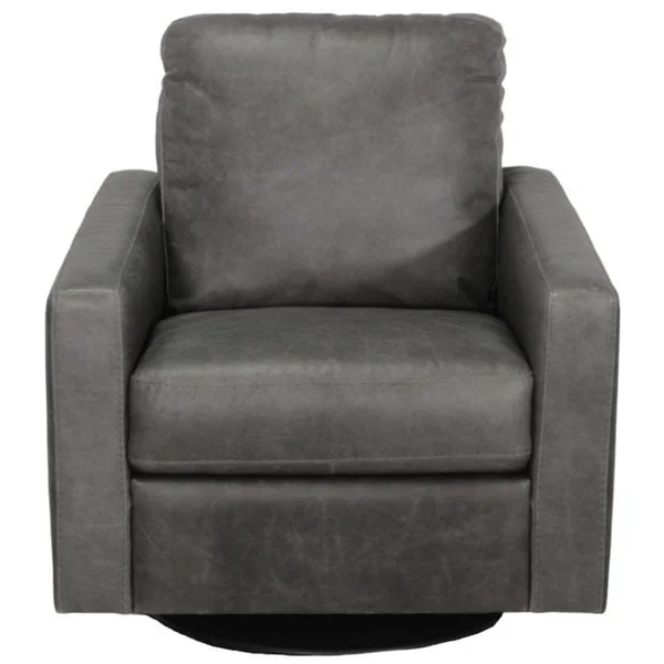 Leather Swivel Chair - Grey