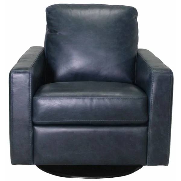 Leather Swivel Chair - Blue Navy