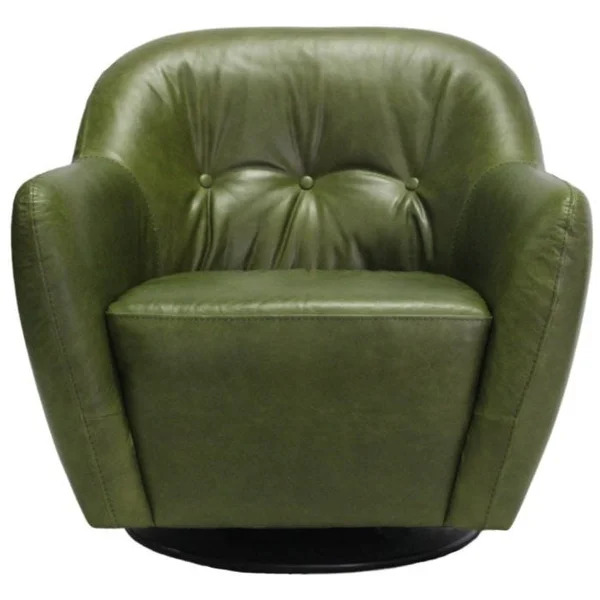Leather Swivel Chair - Grass Green