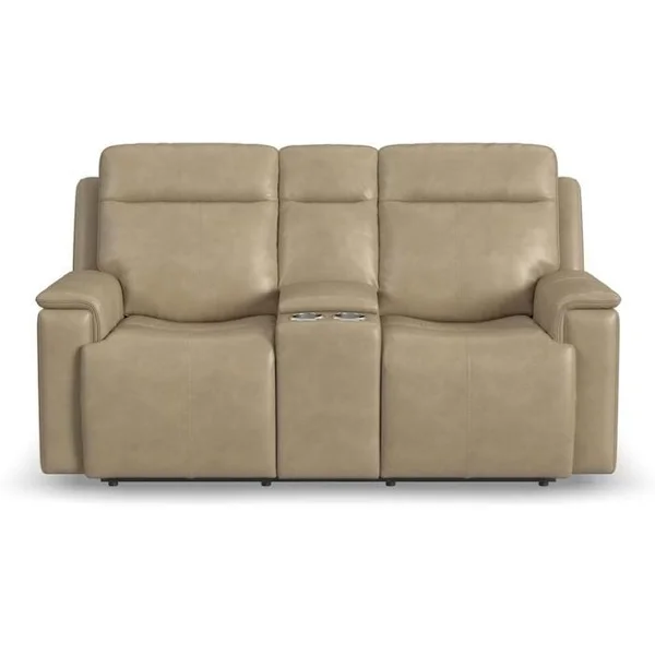 Odell Power Reclining Loveseat with Console - Stone