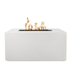 Pismo 48 Inch Rectangular GFRC Natural Gas Fire Pit in Limestone by The Outdoor Plus