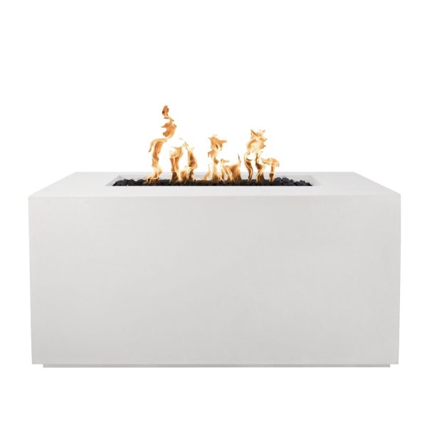 Pismo 48 Inch Rectangular GFRC Natural Gas Fire Pit in Limestone by The Outdoor Plus