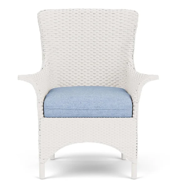 Mandalay Wicker Dining Arm Chair in White/Demo Skyway By Lloyd Flanders