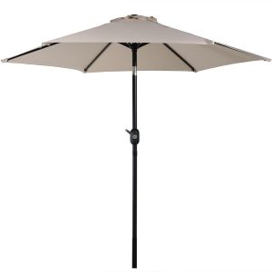 Ultimate Patio 7.5 Ft. Octagonal Aluminum Patio Market Umbrella W/ Crank & Tilt - Black Frame & Beige Polyester Canopy