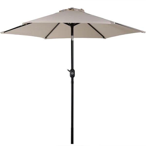 Ultimate Patio 7.5 Ft. Octagonal Aluminum Patio Market Umbrella W/ Crank & Tilt - Black Frame & Beige Polyester Canopy