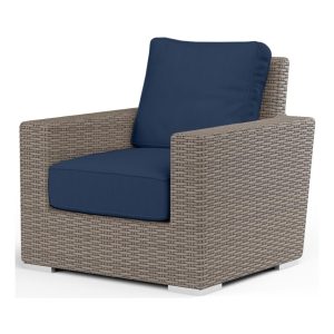 Coronado Wicker Club Chair in Driftwood/Spectrum Indigo by Sunset West