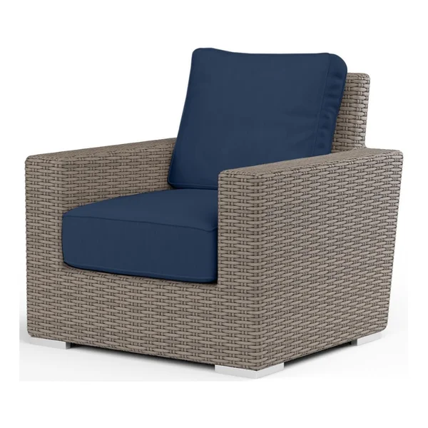 Coronado Wicker Club Chair in Driftwood/Spectrum Indigo by Sunset West