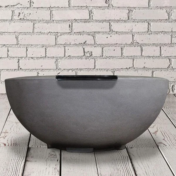 Valley Bay 29 Inch Round GFRC Natural Gas Fire & Water Bowl in Gray by Lakeview Outdoor Designs
