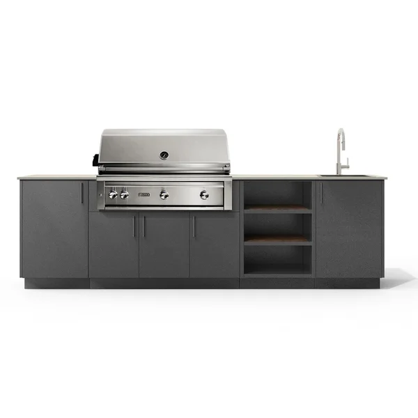 Urban Bonfire Mist 42 Outdoor Kitchen w/ Lynx Natural Gas Grill, Sink, Danae Dekton Countertop & Anthracite Finish - B-Mist-42-Lynx-Danae-Anthracite