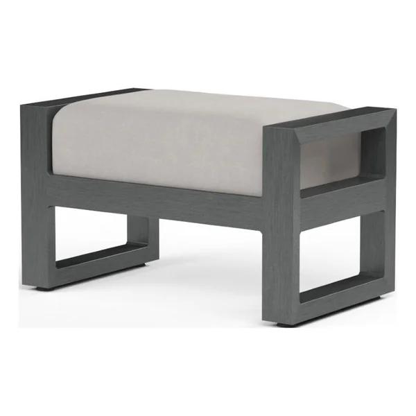 Redondo Aluminum Ottoman in Slate/Canvas Natural by Sunset West