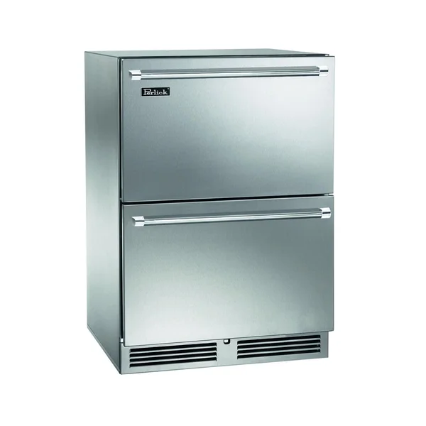 Perlick 24-Inch Signature Series Stainless Steel Outdoor Dual Zone Refrigerator/Freezer Drawers - HP24ZO-4-5
