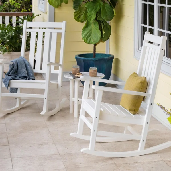 Estate 3 Pc Recycled Plastic Seating Set in White by POLYWOOD
