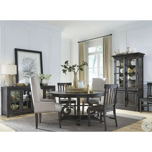 Bellamy 5-Piece 60" Round Dining Set with Upholstered Arm Chairs
