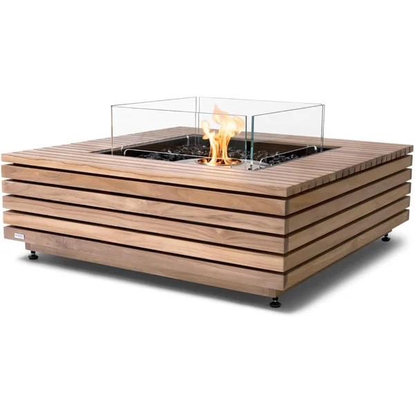 Base 39 Inch Square Teak Ethanol Fire Pit Table in Wood by EcoSmart Fire