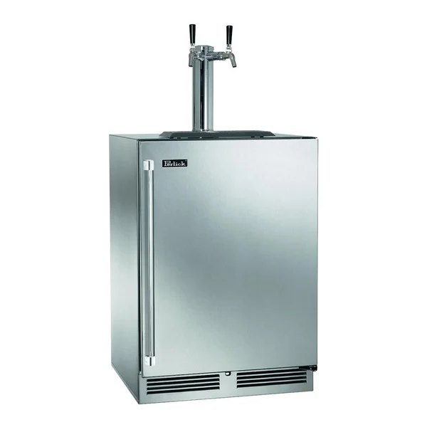 Perlick 24-Inch Signature Series Stainless Steel Dual Tap Outdoor Beverage Dispenser - Right Hinged - HP24TO-4-1R-2