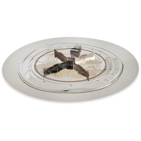 The Outdoor GreatRoom Company Crystal Fire Plus 48 Inch Flat Round 105,000 BTU Propane Fire Pit Burner Kit  - Stainless Steel