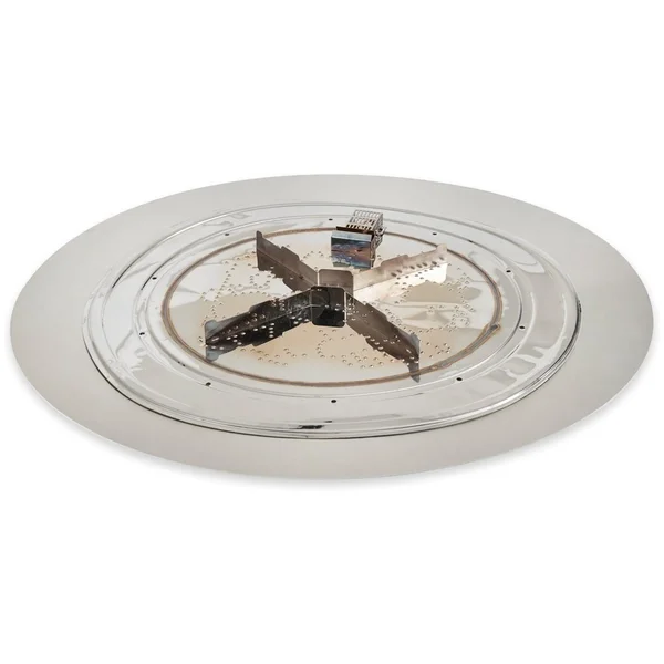 The Outdoor GreatRoom Company Crystal Fire Plus 48 Inch Flat Round 105,000 BTU Propane Fire Pit Burner Kit - Stainless Steel