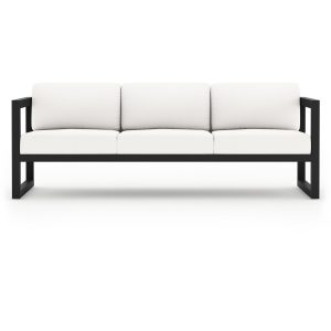 Misty Cove 3 Person Aluminum Sofa in Black/Canvas Natural by Lakeview Outdoor Designs