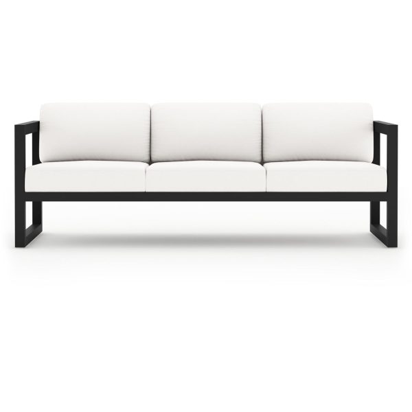 Misty Cove 3 Person Aluminum Sofa in Black/Canvas Natural by Lakeview Outdoor Designs