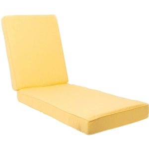 Sunbrella Canvas Buttercup Long Outdoor Replacement Chaise Lounge Cushion W/ Piping By BBQGuys Signature