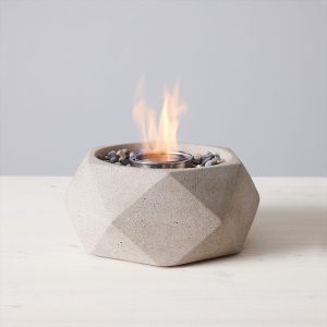 Geo 11 Inch Round Concrete Gel Fuel Table-top Fire Pit in Sand by TerraFlame