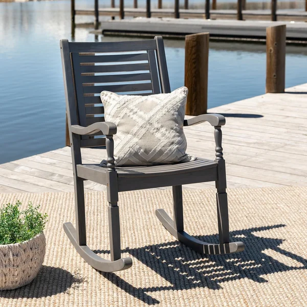 Horizon Way Acacia Rocking Chair in Gray Wash by Ultimate Patio