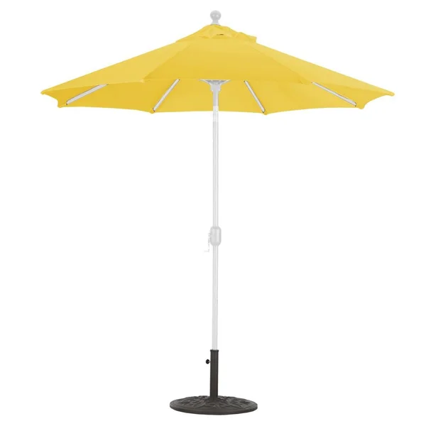 Galtech 7.5 Ft. Octagonal Aluminum Patio Market Umbrella W/ Crank Lift And Deluxe Auto Tilt - White Frame W/ Sunbrella Canvas Sunflower Yellow Canopy