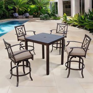 Atlantis 5 Pc Aluminum Bar Set in Walnut/Beige by Darlee