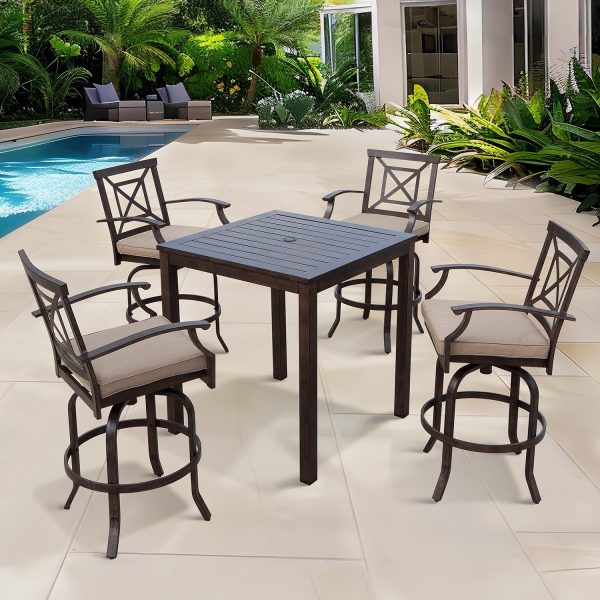 Atlantis 5 Pc Aluminum Bar Set in Walnut/Beige by Darlee