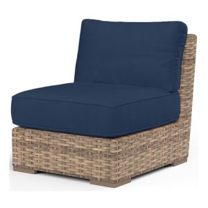 Havana Wicker Armless Club Chair in Tobacco/Spectrum Indigo by Sunset West
