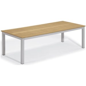 Travira 103 X 42 Inch Rectangular Aluminum Patio Dining Table W/ Tekwood Natural Top By Oxford Garden