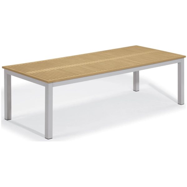 Travira 103 X 42 Inch Rectangular Aluminum Patio Dining Table W/ Tekwood Natural Top By Oxford Garden