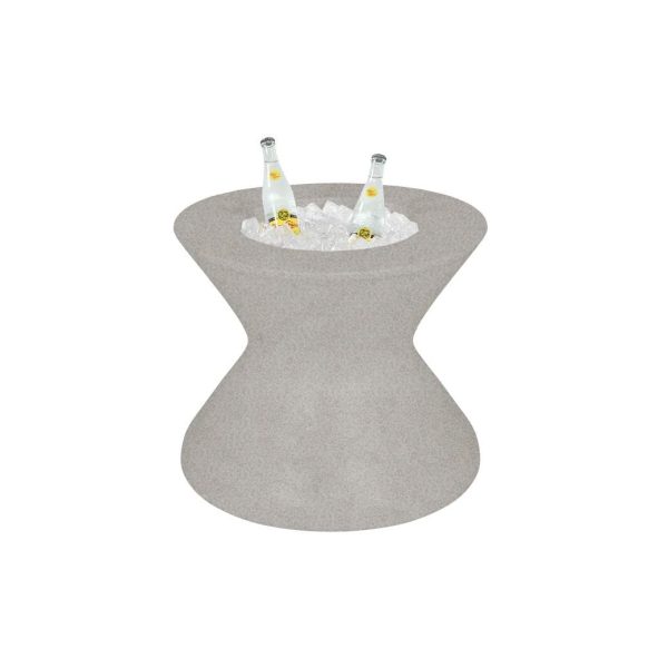 Signature 22 Inch Round Polyresin End Table w/ Ice Bucket & Lid in Sandstone by Ledge Lounger